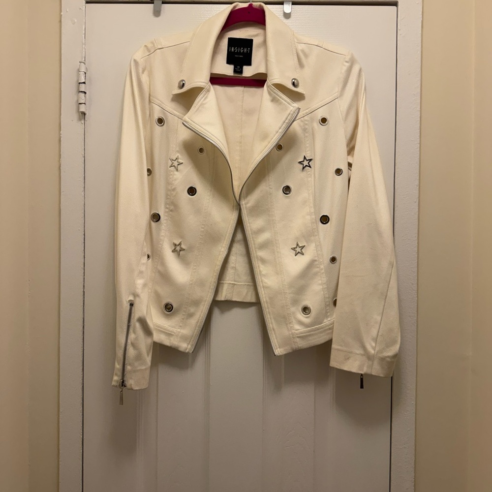 Insight Cream/Off White Star-Embellished Leather Jacket
